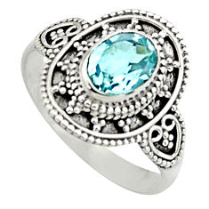 1.96cts natural blue topaz 925 sterling silver solitaire ring size 6 r13002