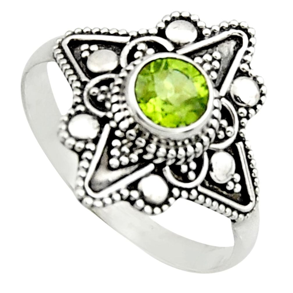 1.21cts natural green peridot 925 silver solitaire ring jewelry size 10.5 r13008