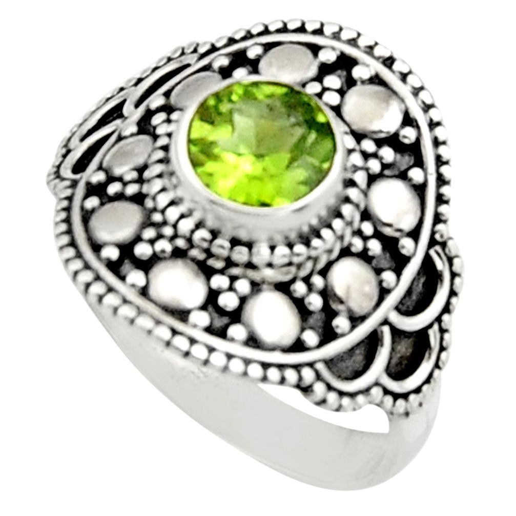 925 silver 1.39cts natural green peridot solitaire ring jewelry size 9 r13011