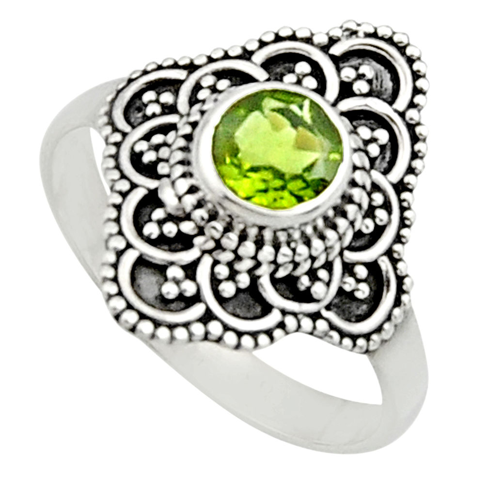 1.21cts natural green peridot 925 silver solitaire ring jewelry size 8 r13012