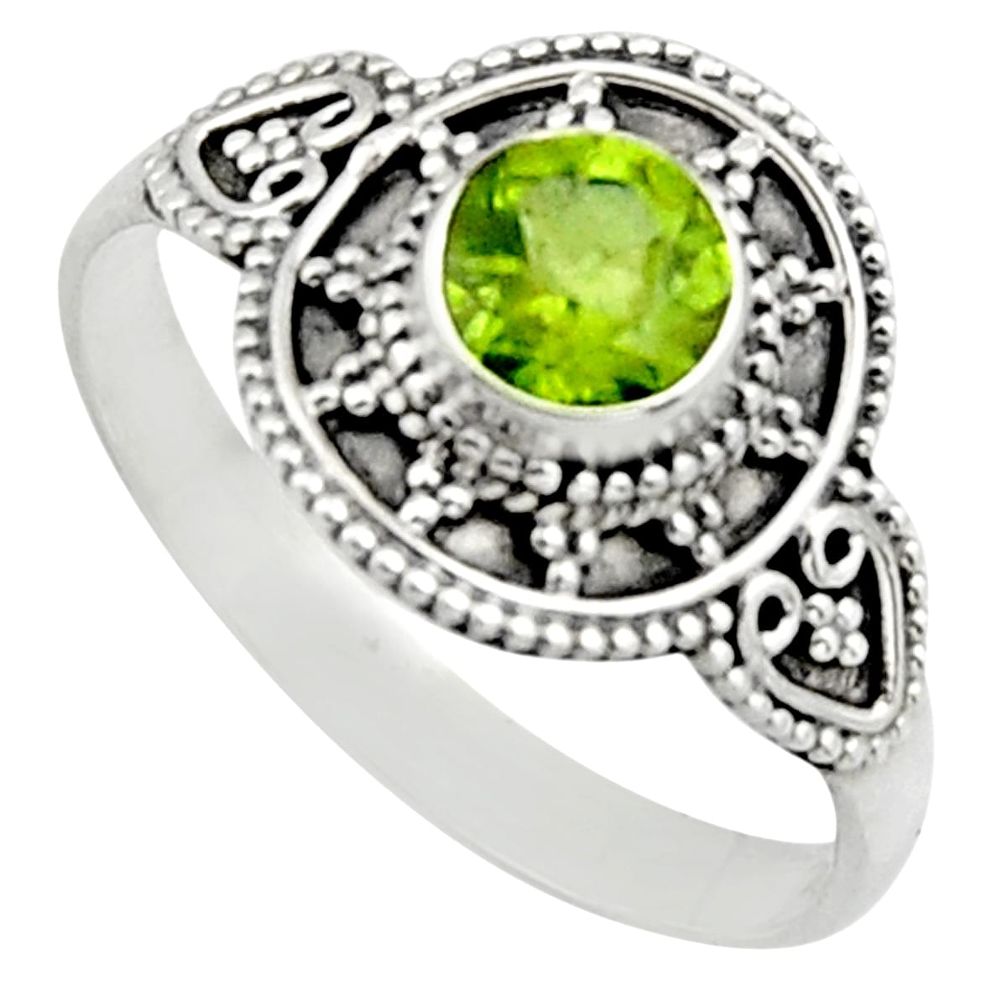 1.21cts natural green peridot 925 silver solitaire ring jewelry size 10 r13014