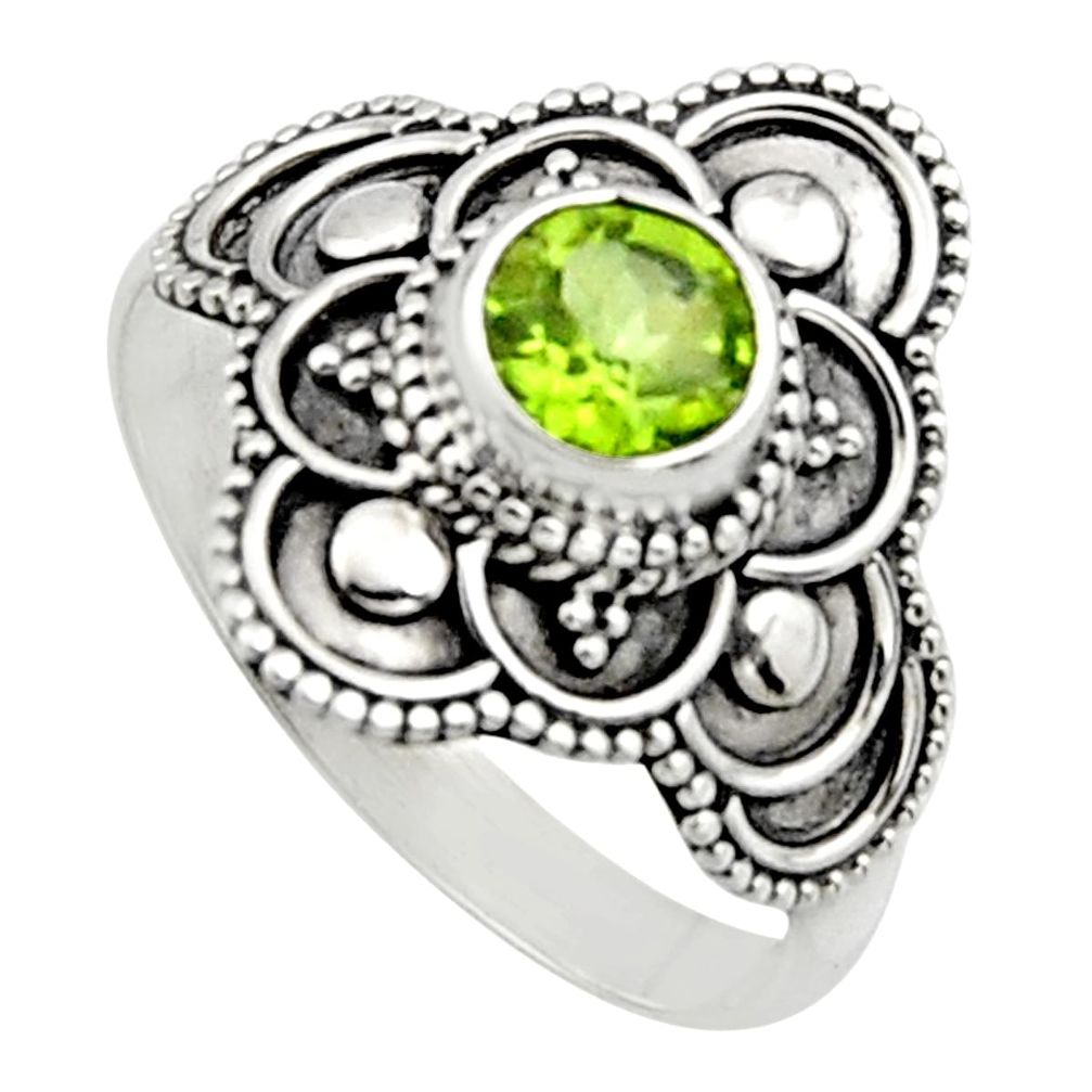 1.21cts natural green peridot 925 silver solitaire ring jewelry size 8.5 r13020