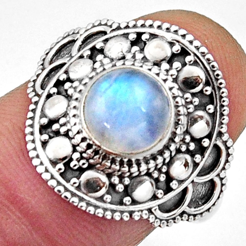 925 silver 2.49cts natural rainbow moonstone round solitaire ring size 7 r13024