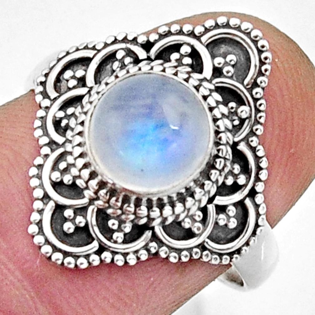 2.44cts natural rainbow moonstone 925 silver solitaire ring size 8 r13037