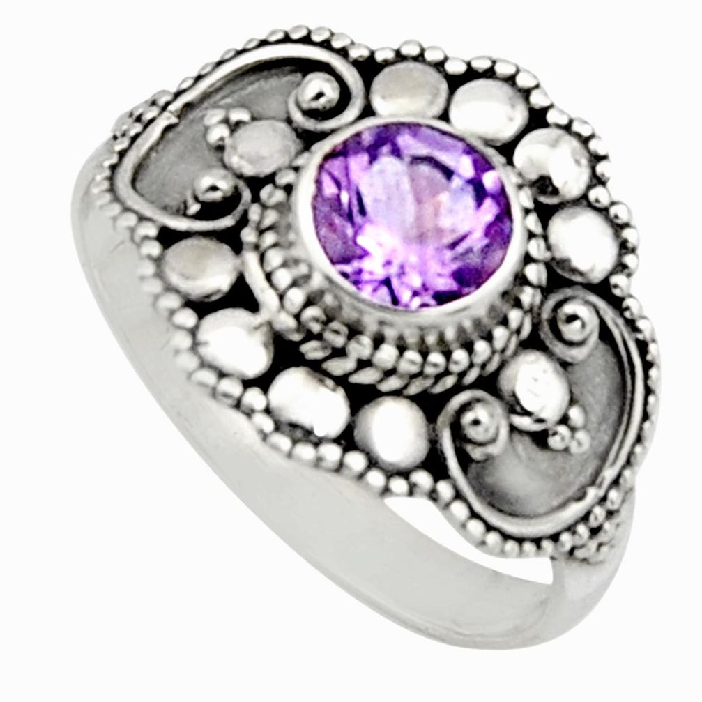 1.30cts natural purple amethyst 925 silver solitaire ring jewelry size 10 r13042