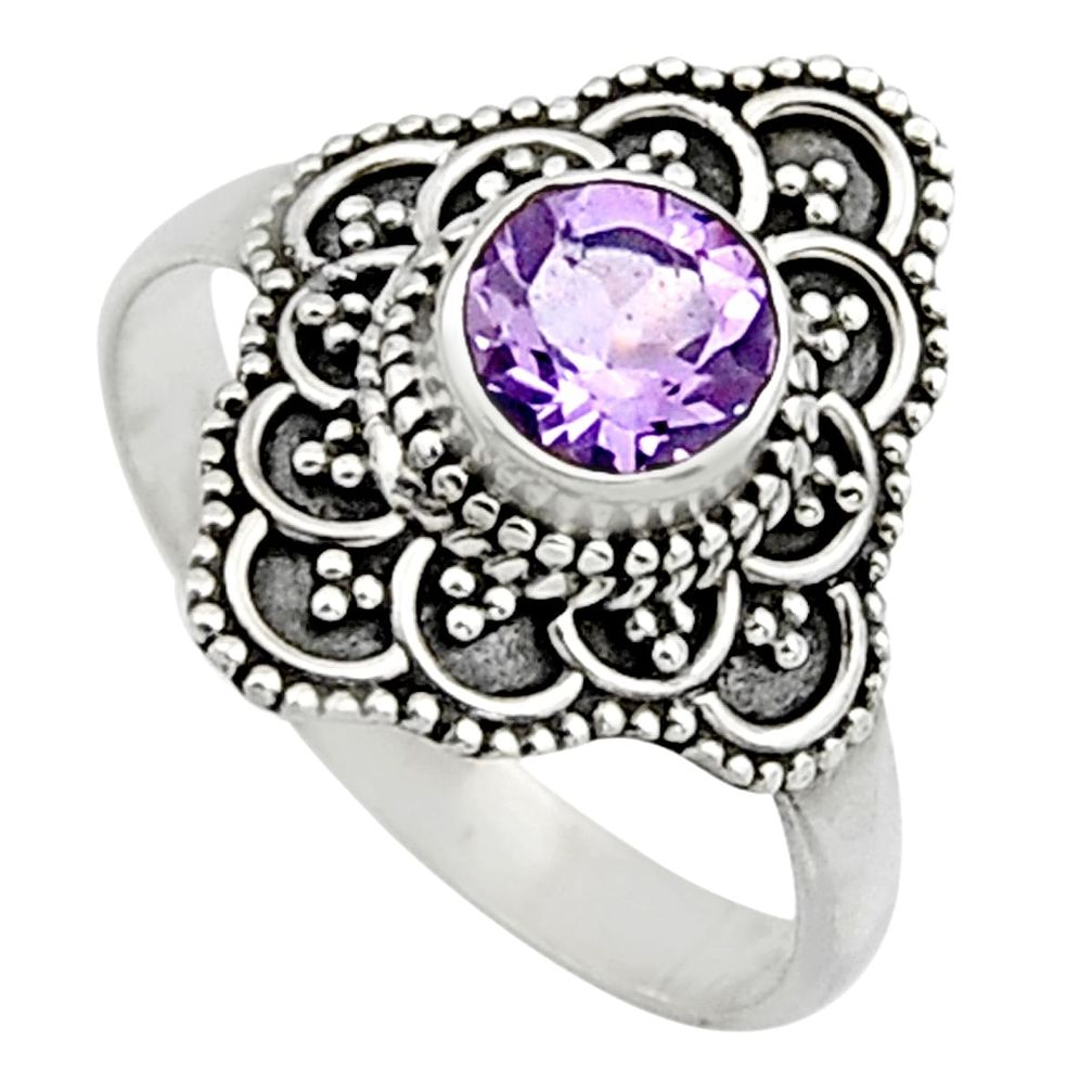 1.24cts natural purple amethyst 925 silver solitaire ring jewelry size 8 r13045