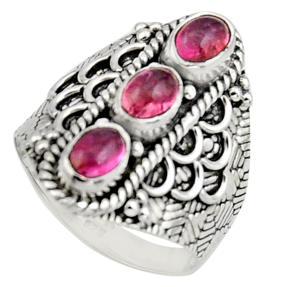 3.41cts natural multi color tourmaline 925 sterling silver ring size 7.5 r13181