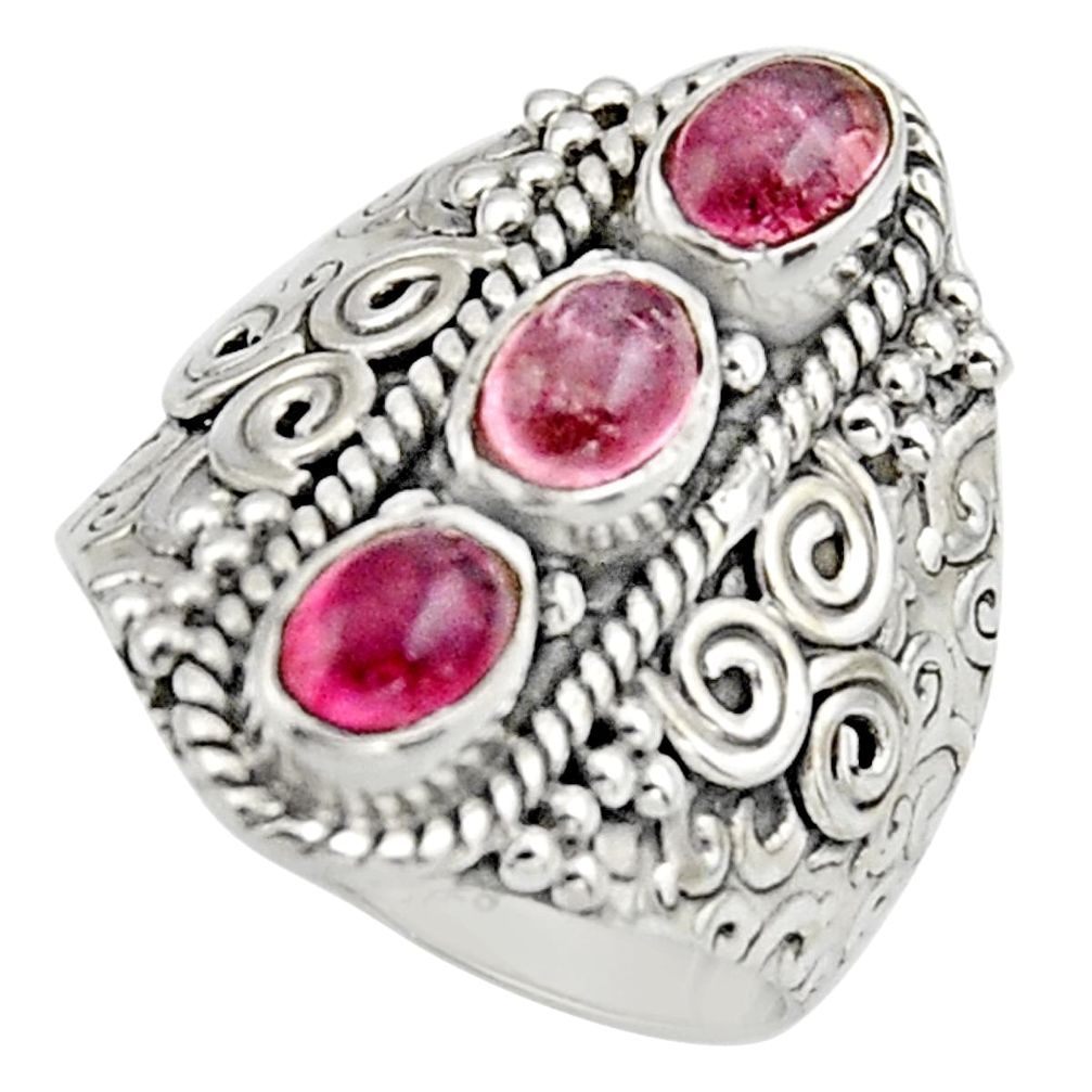 3.50cts natural multi color tourmaline 925 sterling silver ring size 7.5 r13189