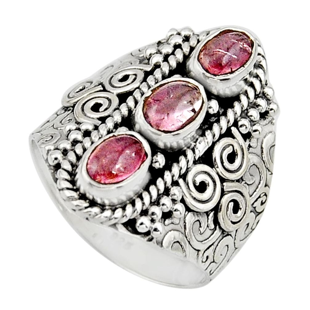3.21cts natural multi color tourmaline 925 sterling silver ring size 8 r13194