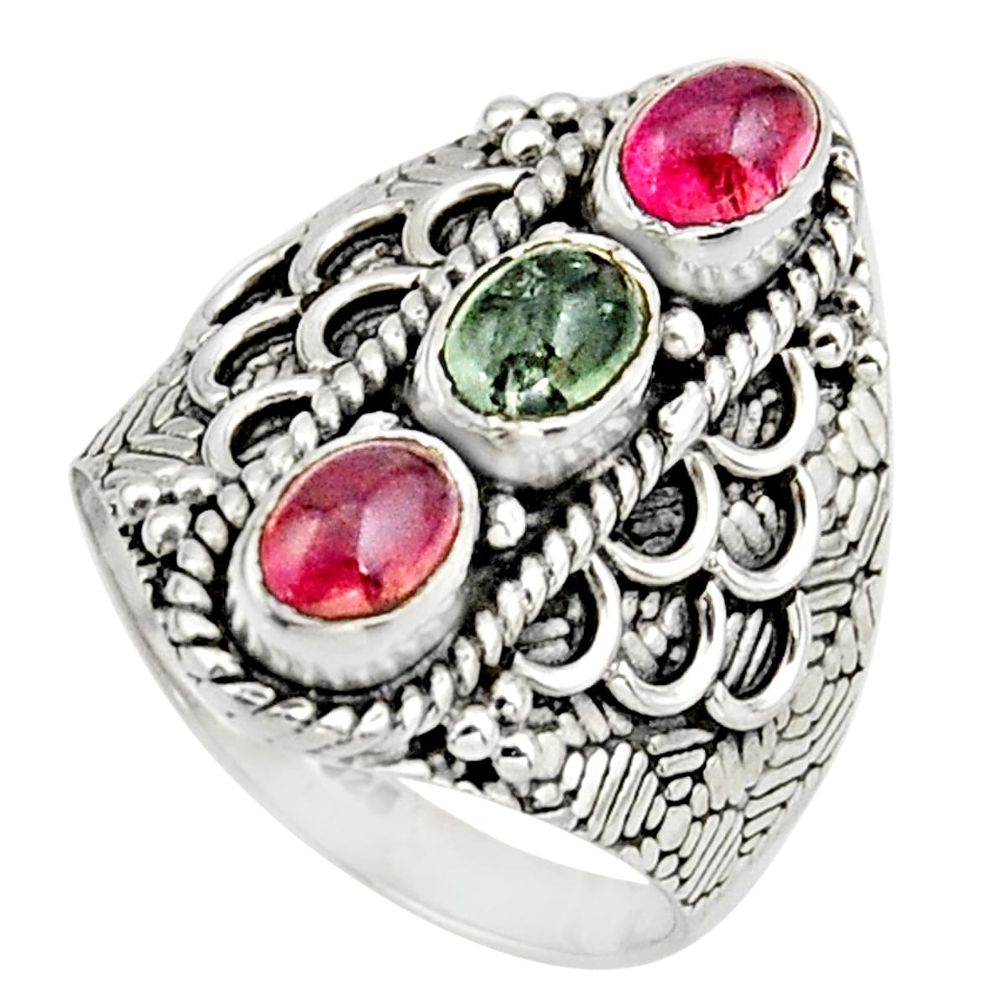 925 sterling silver 3.39cts natural multi color tourmaline ring size 8 r13195