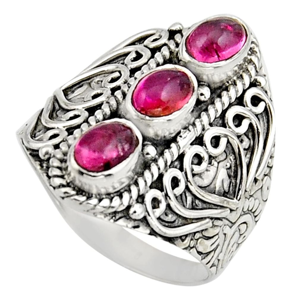 3.26cts natural multi color tourmaline 925 sterling silver ring size 8.5 r13200