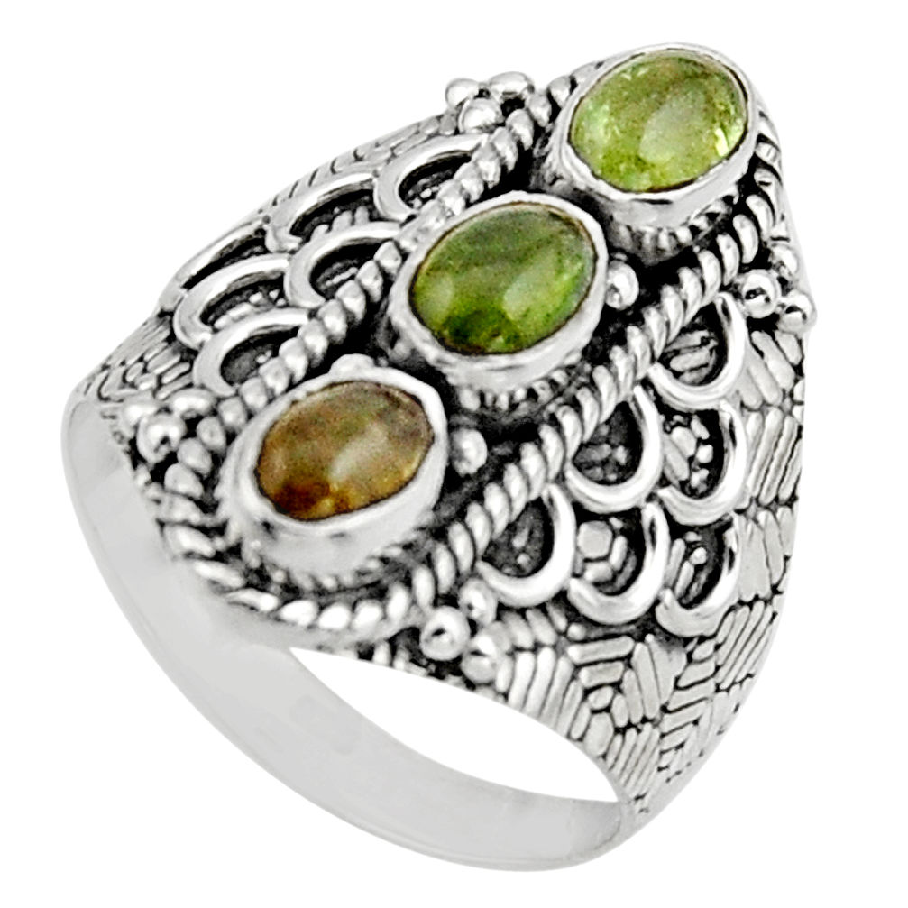 3.29cts natural multi color tourmaline 925 sterling silver ring size 7.5 r13206