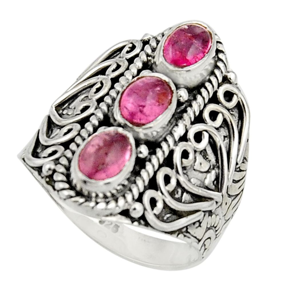 3.17cts natural multi color tourmaline 925 sterling silver ring size 7.5 r13218