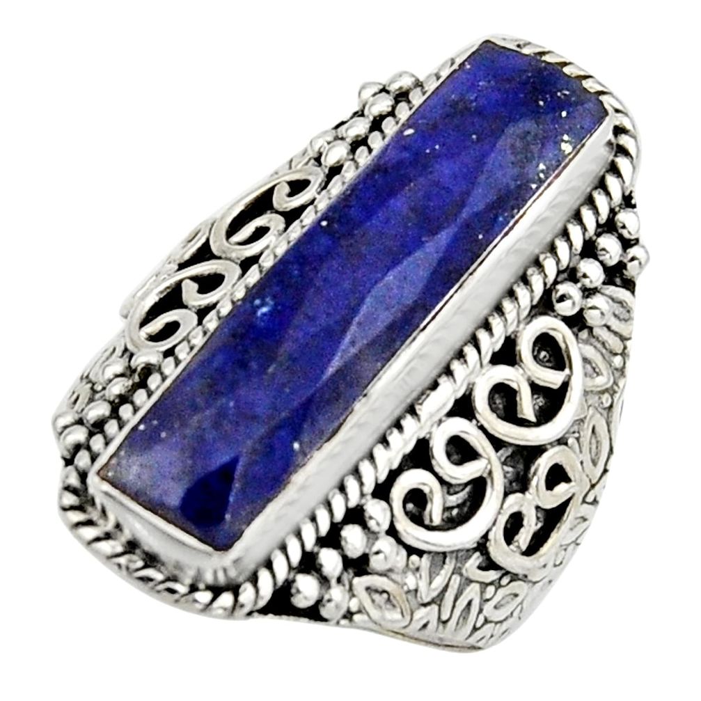 6.33cts natural blue lapis lazuli 925 silver solitaire ring size 7 r13295