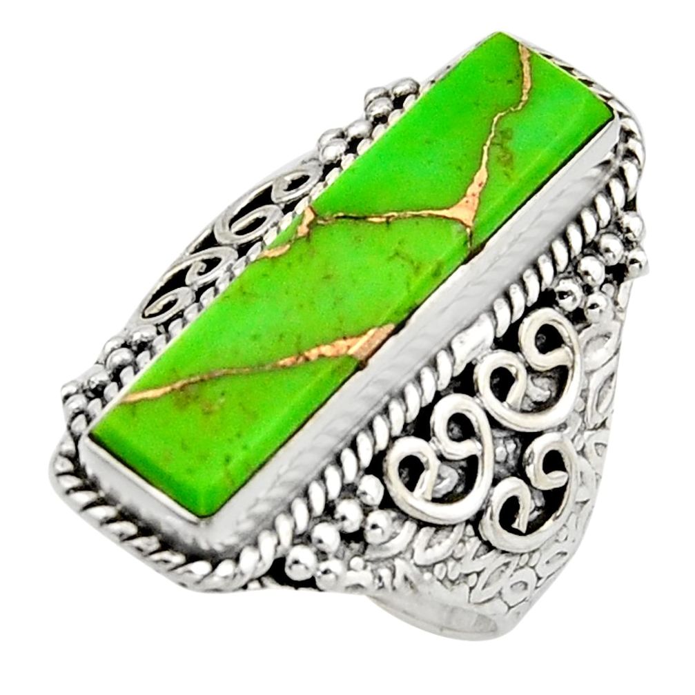 5.51cts green copper turquoise 925 silver solitaire ring jewelry size 7 r13299