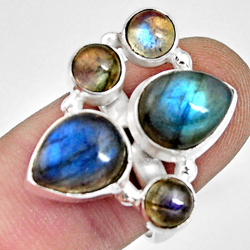 8.27cts natural blue labradorite 925 sterling silver ring size 8.5 r13655