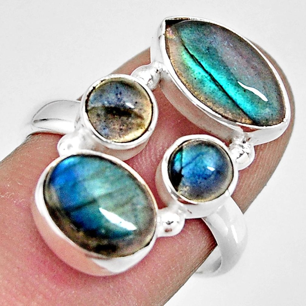 11.66cts natural blue labradorite 925 sterling silver ring jewelry size 8 r13663