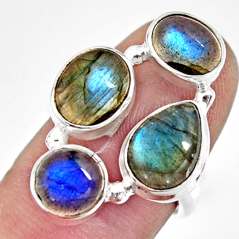 925 sterling silver 10.70cts natural blue labradorite ring jewelry size 7 r13664