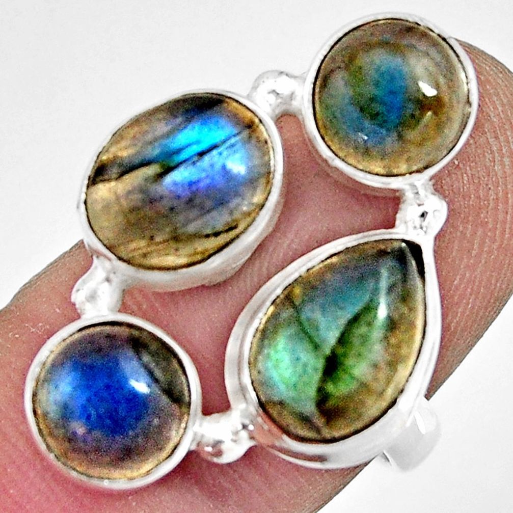 7.78cts natural blue labradorite 925 sterling silver ring size 6.5 r13672