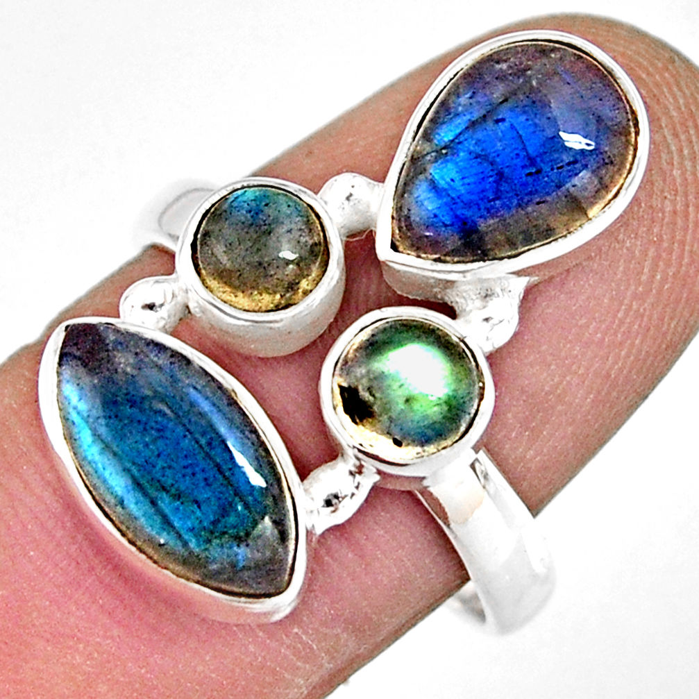 10.24cts natural blue labradorite 925 sterling silver ring size 8.5 r13677