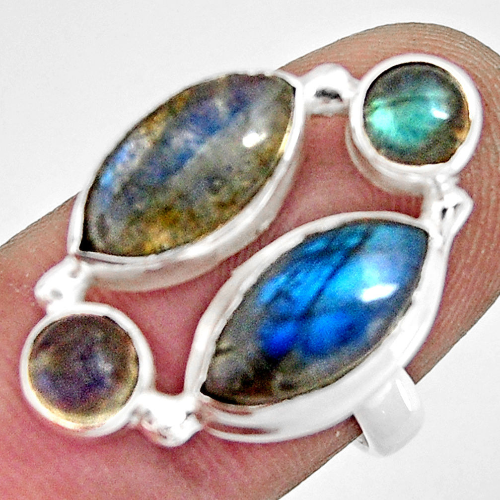 11.15cts natural blue labradorite 925 sterling silver ring size 7.5 r13679