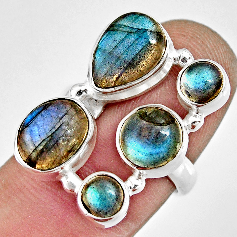 10.70cts natural blue labradorite 925 sterling silver ring size 6.5 r13680