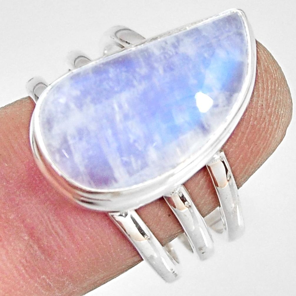 9.13cts natural rainbow moonstone 925 silver solitaire ring size 8 r13685