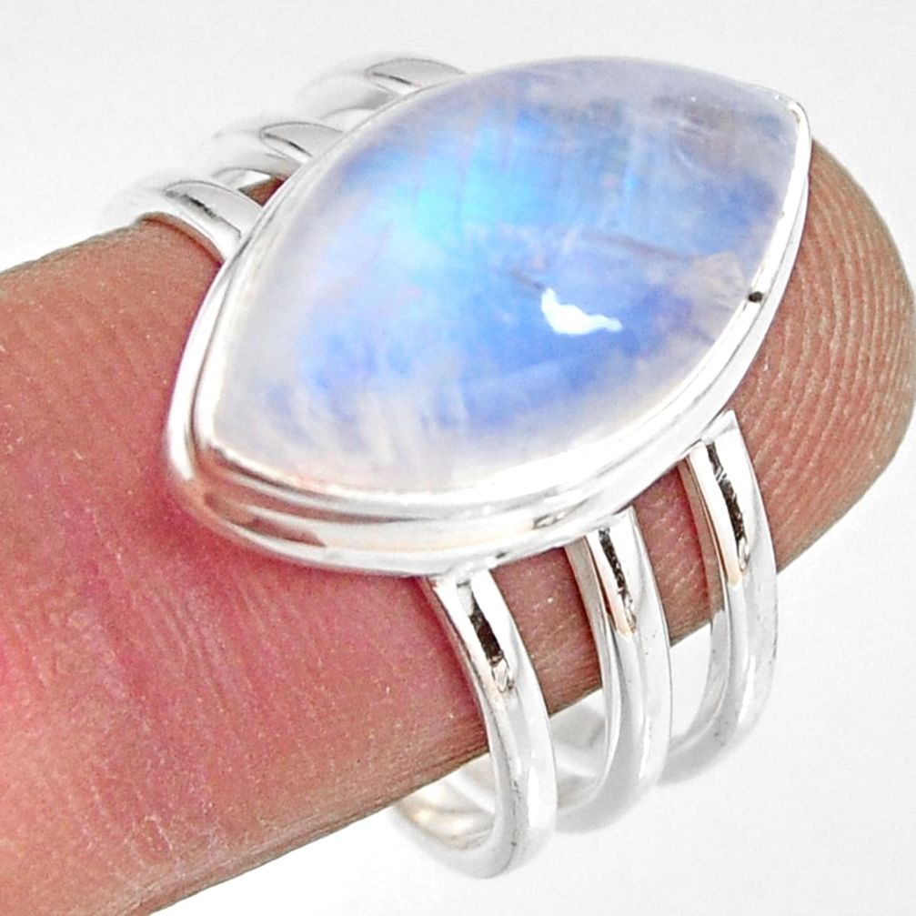 10.54cts natural rainbow moonstone 925 silver solitaire ring size 9 r13690