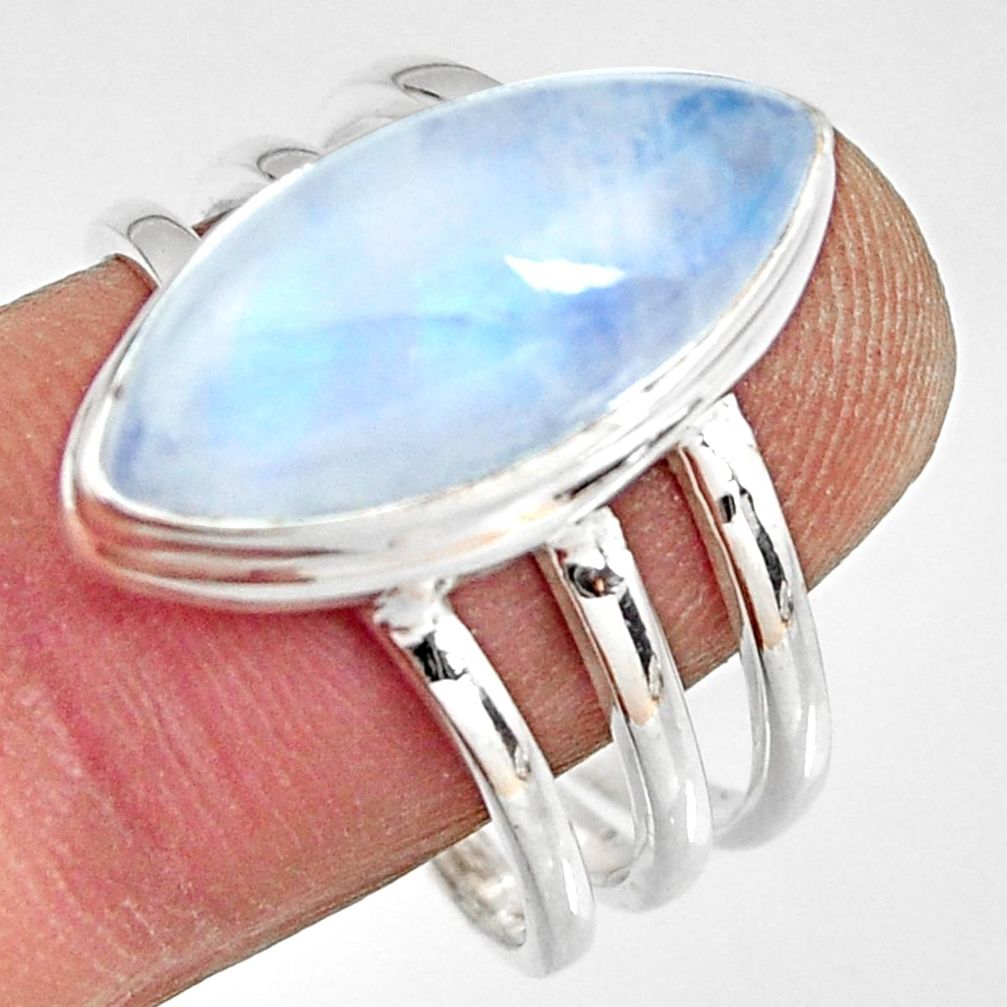 925 silver 11.95cts natural rainbow moonstone solitaire ring size 10 r13693