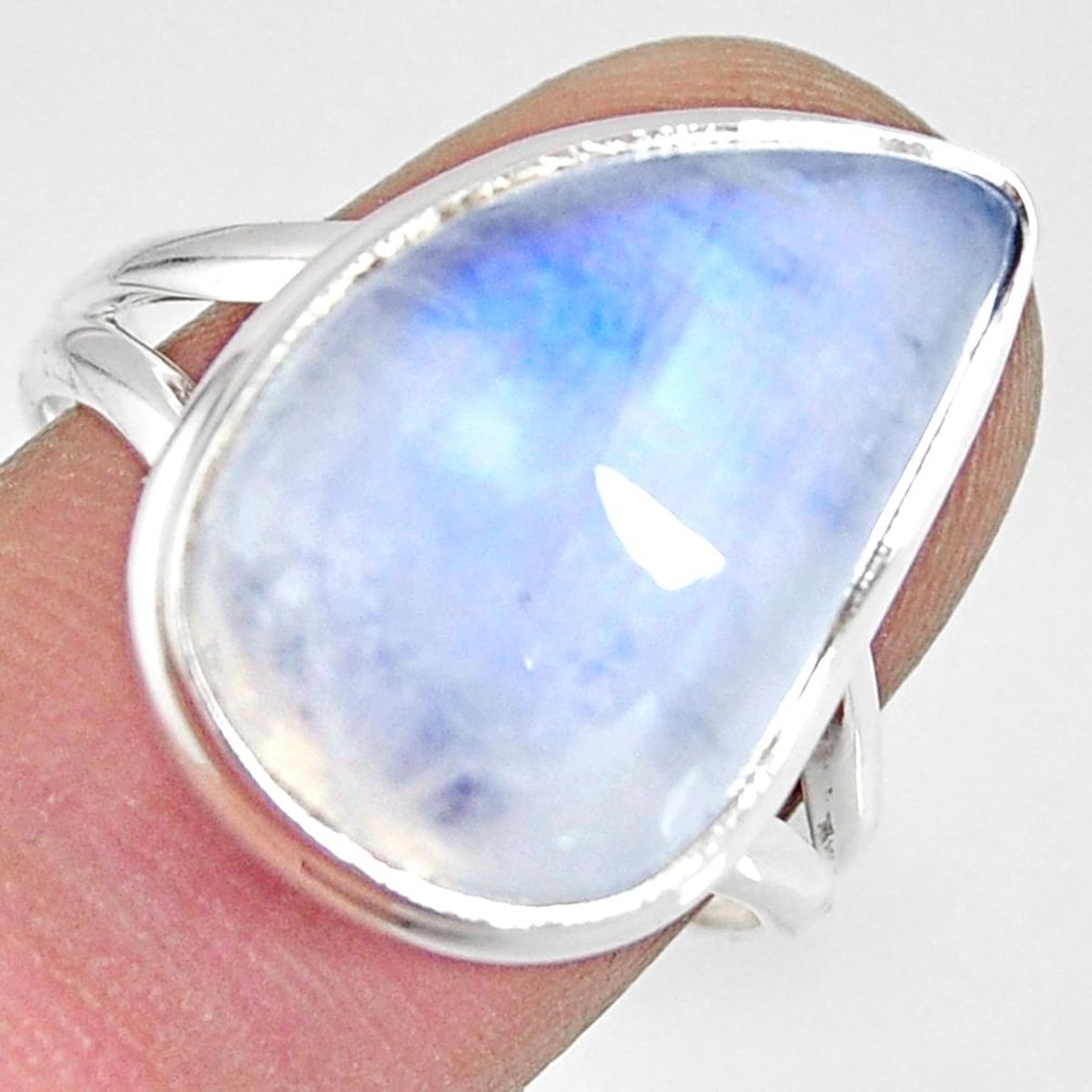 925 silver 13.05cts natural rainbow moonstone solitaire ring size 8.5 r13704