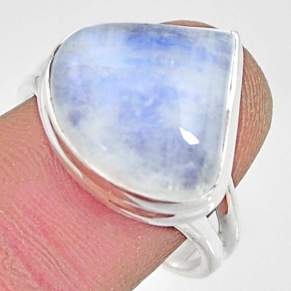 10.70cts natural rainbow moonstone 925 silver solitaire ring size 9 r13709