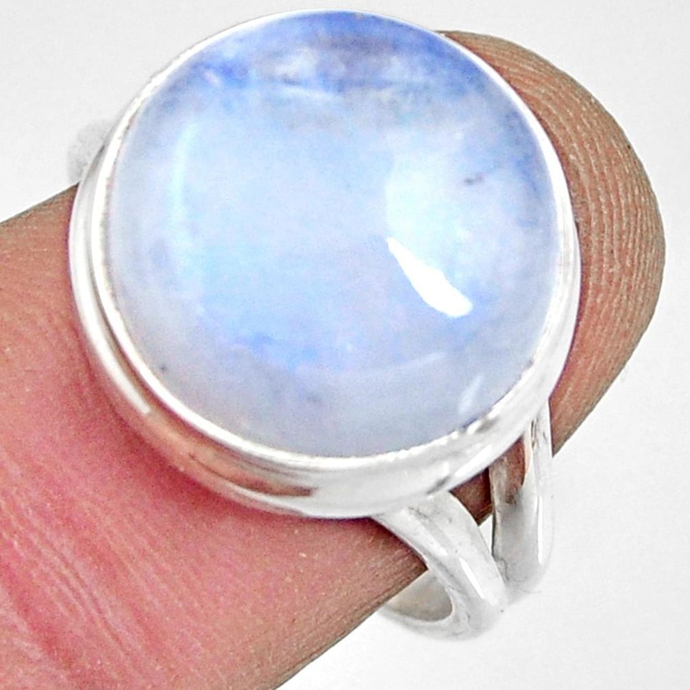 925 silver 11.57cts natural rainbow moonstone solitaire ring size 7.5 r13713