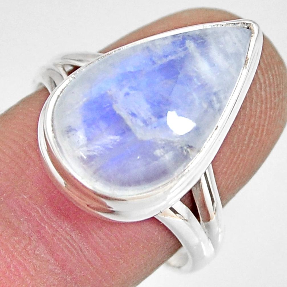 9.42cts natural rainbow moonstone 925 silver solitaire ring size 8 r13714