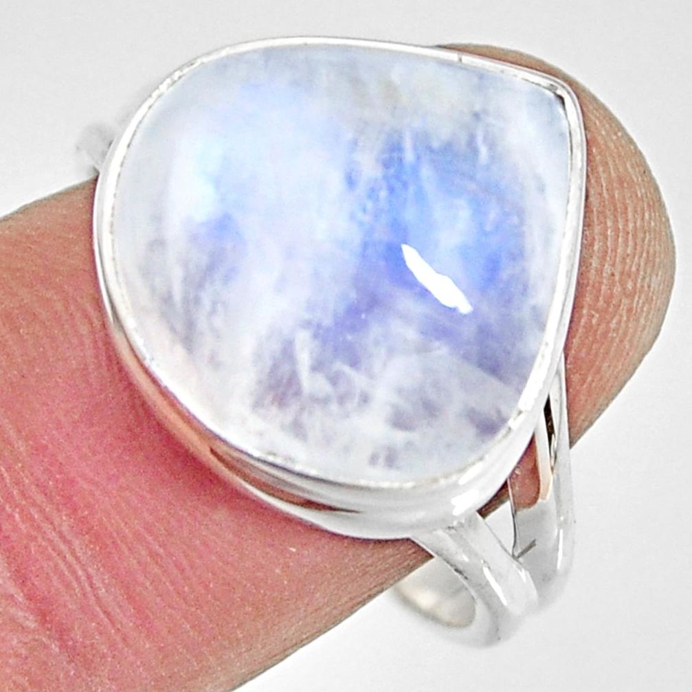 11.65cts natural rainbow moonstone 925 silver solitaire ring size 9.5 r13716