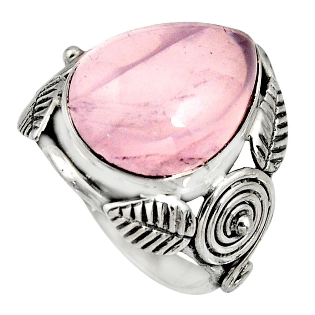 10.02cts natural pink rose quartz 925 silver solitaire ring size 6 r13742