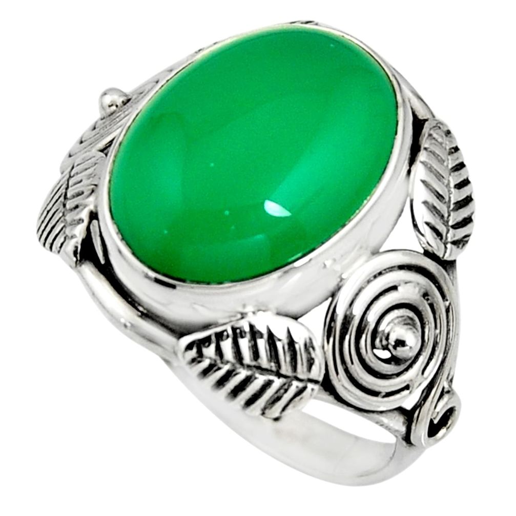 7.51cts natural green chalcedony 925 silver solitaire ring jewelry size 8 r13743