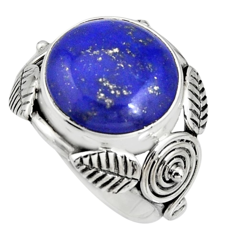10.84cts natural blue lapis lazuli 925 silver solitaire ring size 6.5 r13751