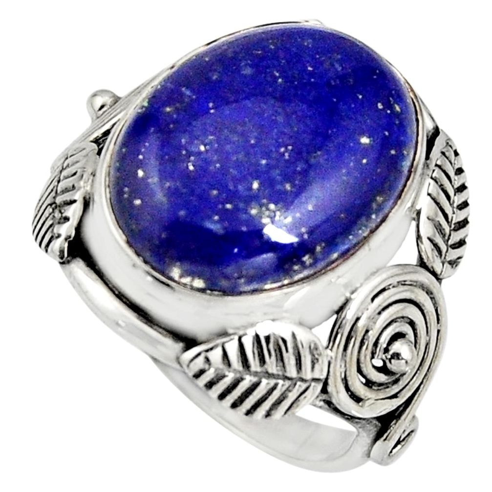 10.37cts natural blue lapis lazuli 925 silver solitaire ring size 7 r13755