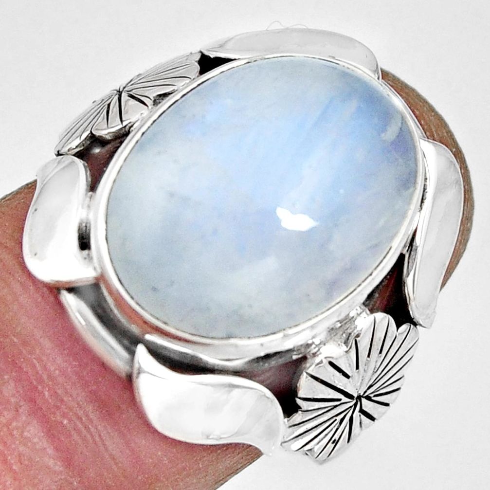 925 silver 10.69cts natural rainbow moonstone oval solitaire ring size 6 r13800