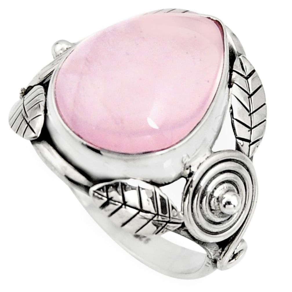 10.02cts natural pink rose quartz 925 silver solitaire ring size 7.5 r13803