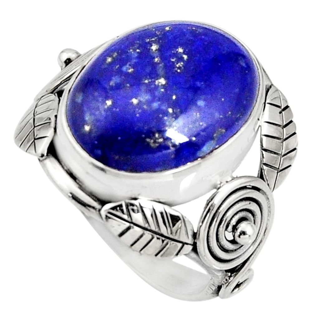 10.02cts natural blue lapis lazuli 925 silver solitaire ring size 7 r13814