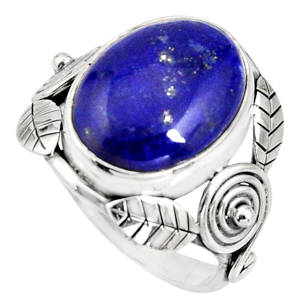 10.99cts natural blue lapis lazuli 925 silver solitaire ring size 8.5 r13815