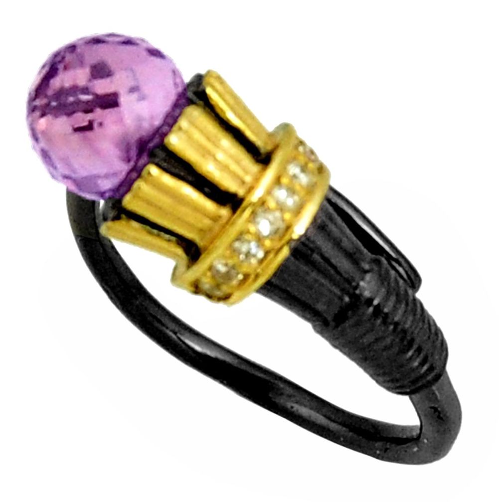 925 silver 3.68cts rhodium natural amethyst gold adjustable ring size 7.5 r14000