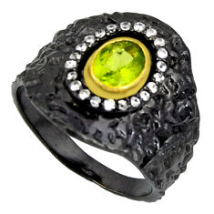 Clearance Sale- 925 silver 2.24cts black rhodium natural green peridot gold ring size 8 r14135