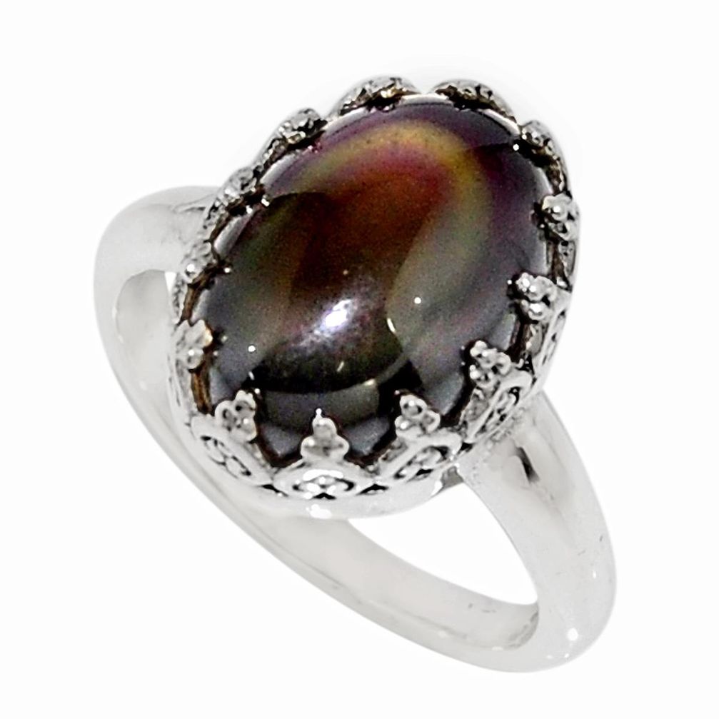 925 silver 6.03cts natural rainbow obsidian eye solitaire ring size 7 r14256