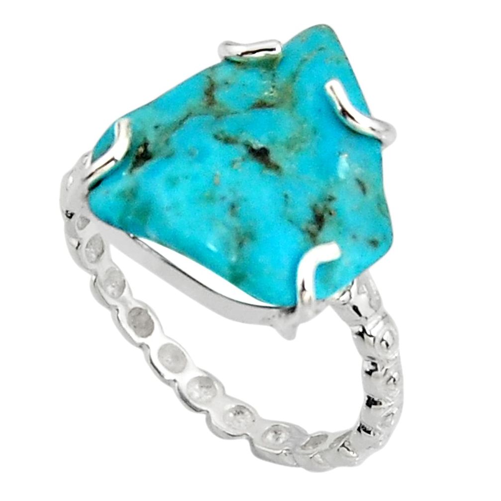 6.22cts blue sleeping beauty turquoise 925 sterling silver ring size 8 r14277