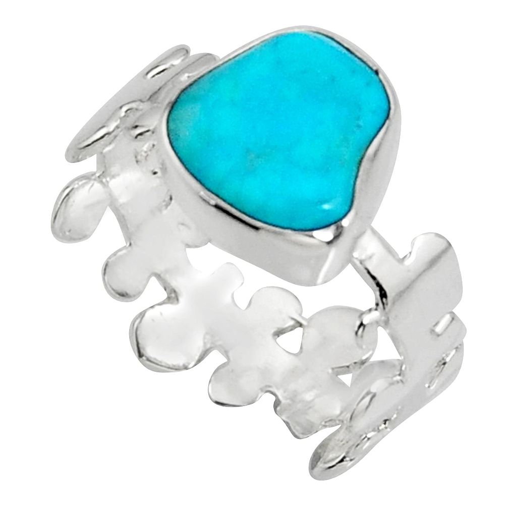 5.17cts blue sleeping beauty turquoise 925 sterling silver ring size 8.5 r14283