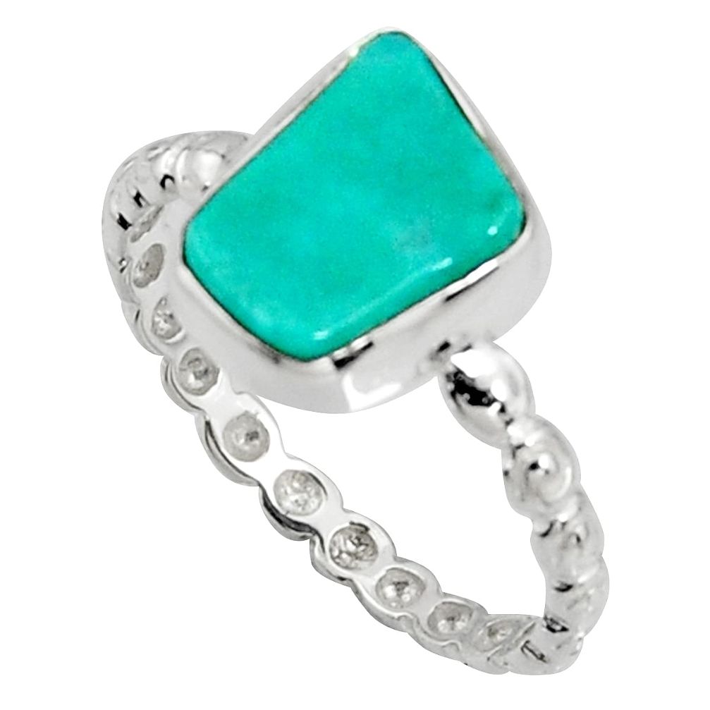 3.50cts green sleeping beauty turquoise 925 sterling silver ring size 8 r14284