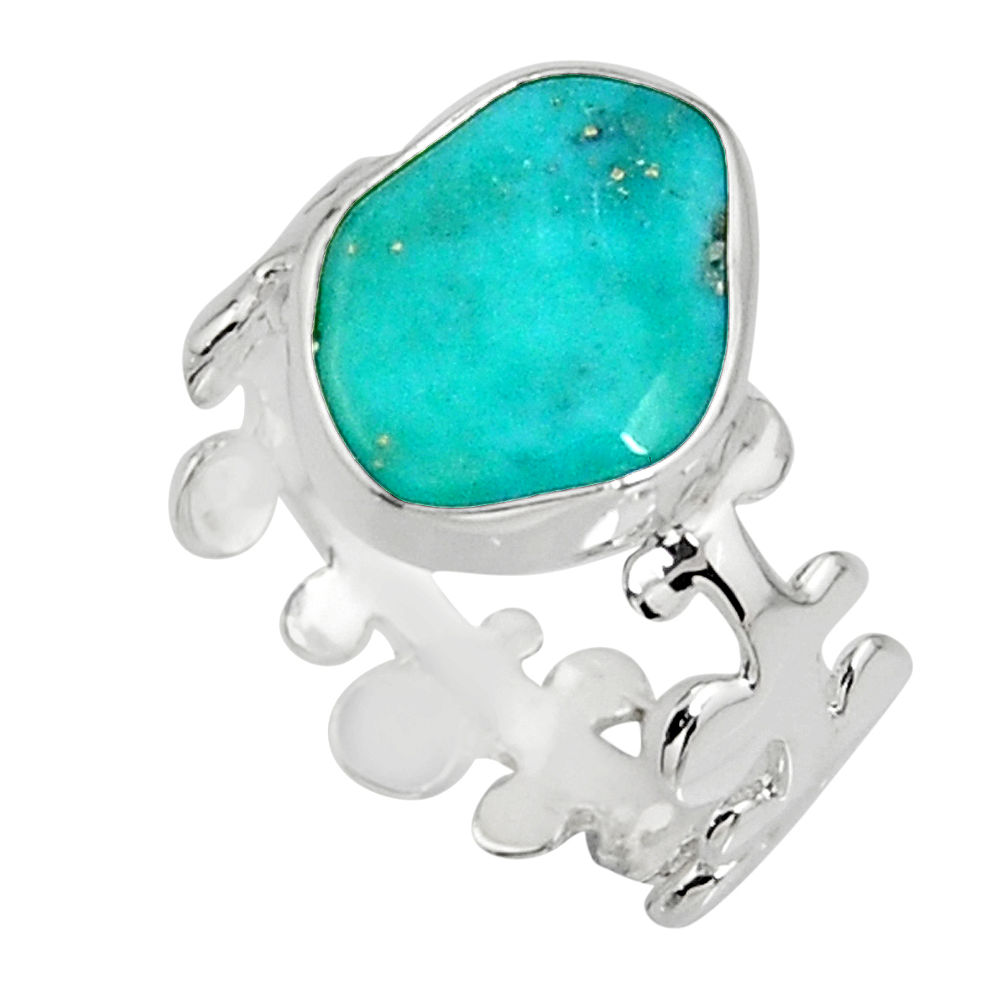 5.54cts blue sleeping beauty turquoise 925 sterling silver ring size 7.5 r14285