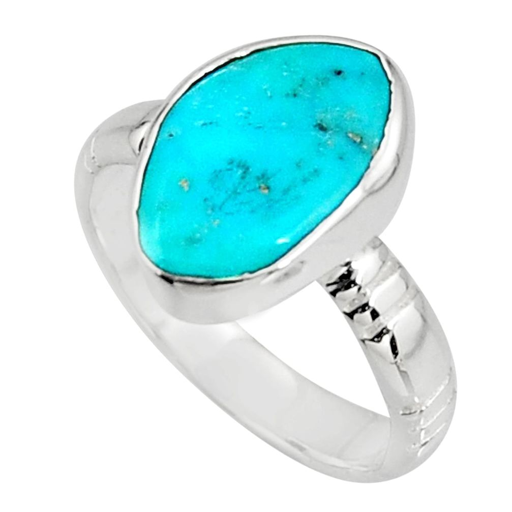 5.54cts blue sleeping beauty turquoise 925 sterling silver ring size 6.5 r14286